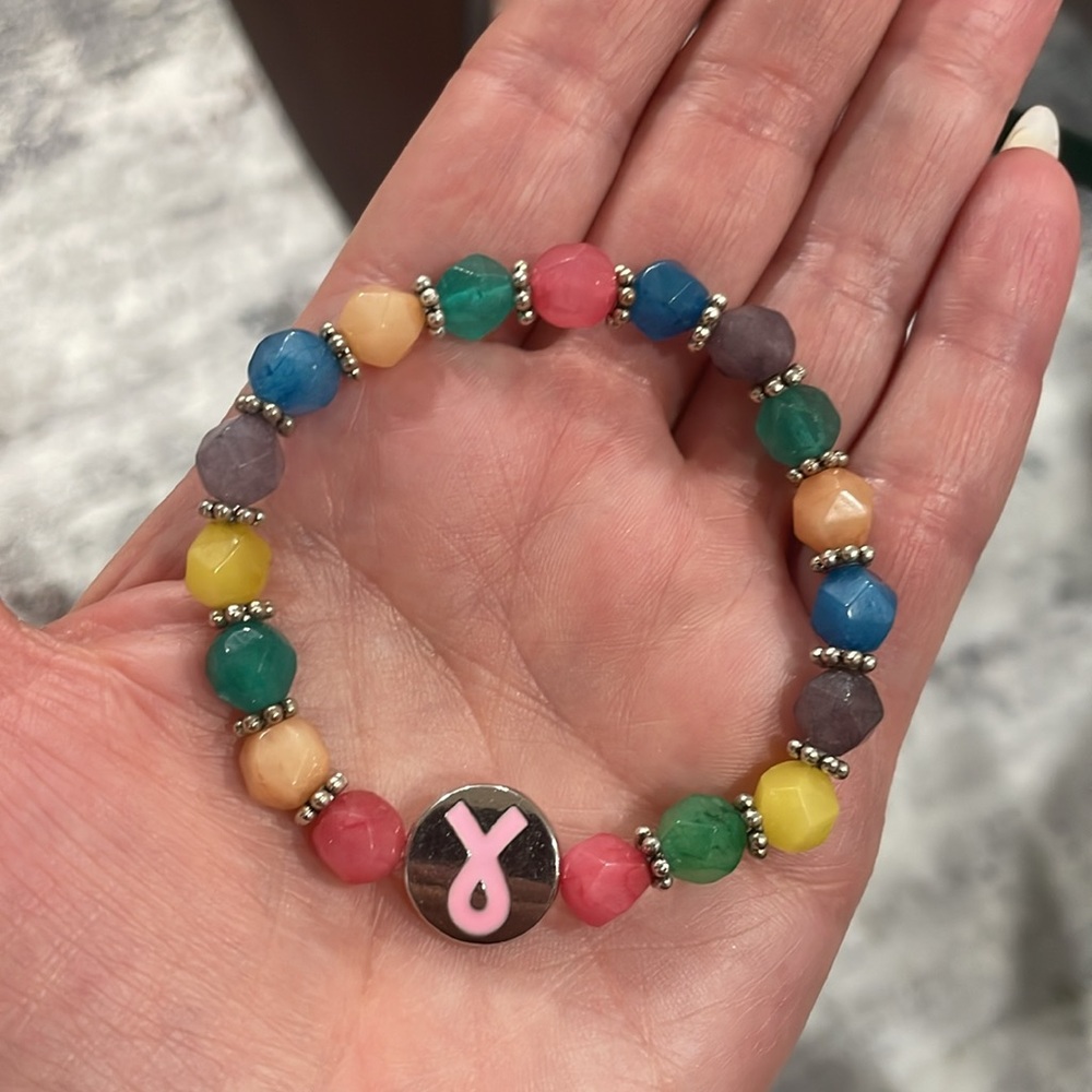 💕Breast cancer awareness gemstone bracelet 💕